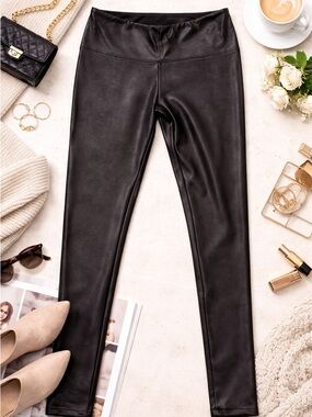 Simply Vera Wang Faux Leather Leggings Black Size L